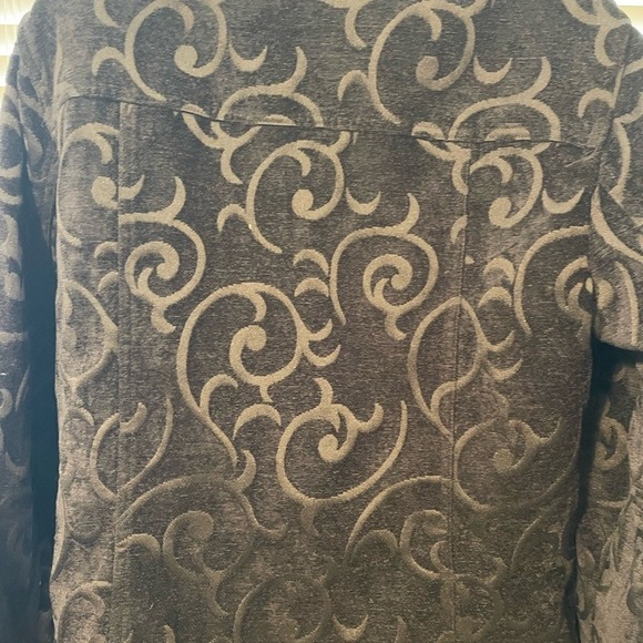 Elegant Black Patterned Velvet Women's Jacket Size Large - Picture 3 of 9
